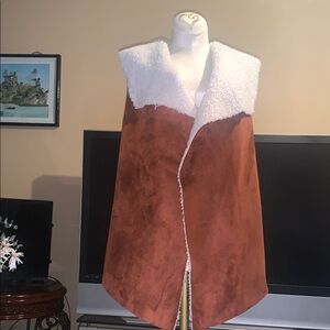 Brown and White Women's Coat